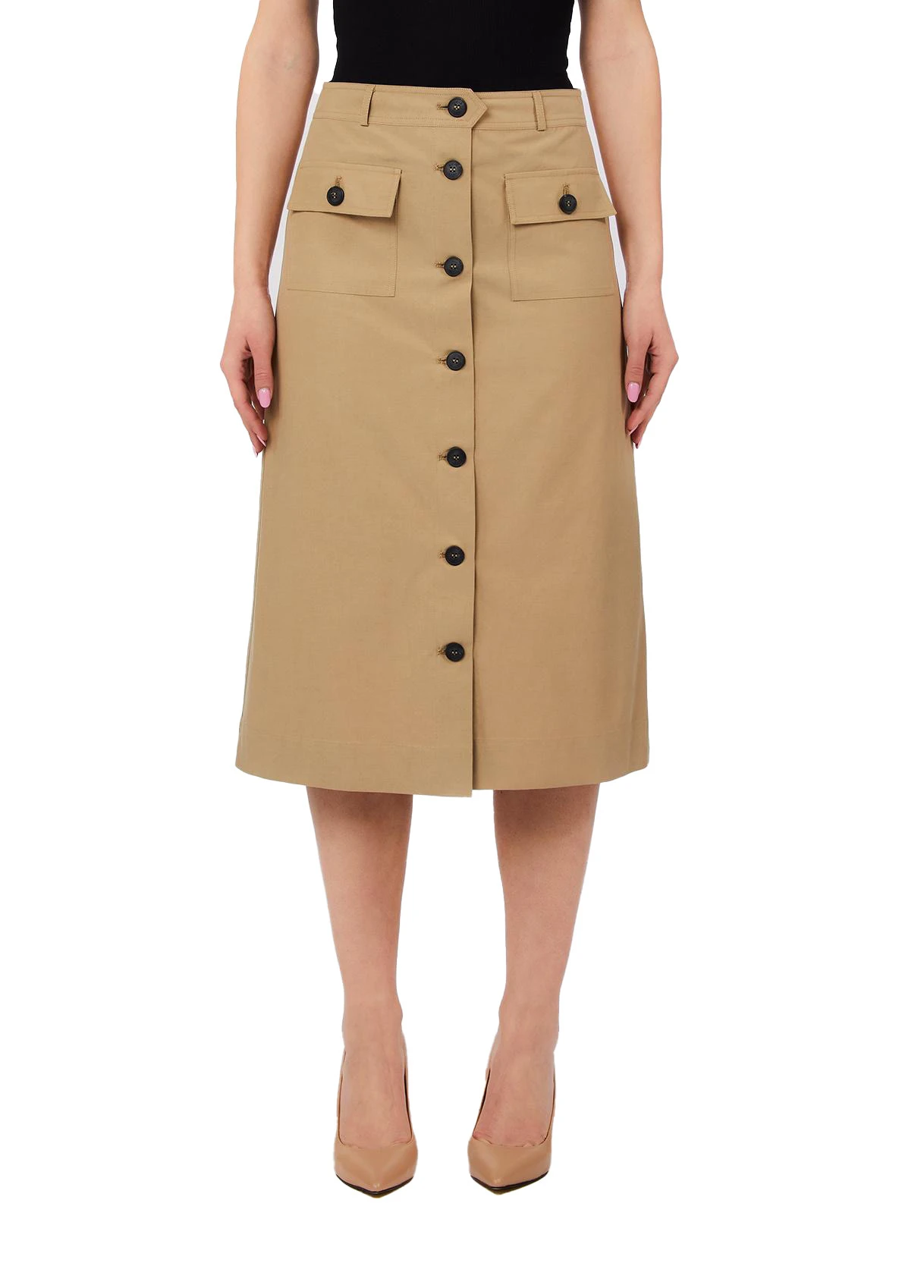 Tencel Midi Skirt With Buttons