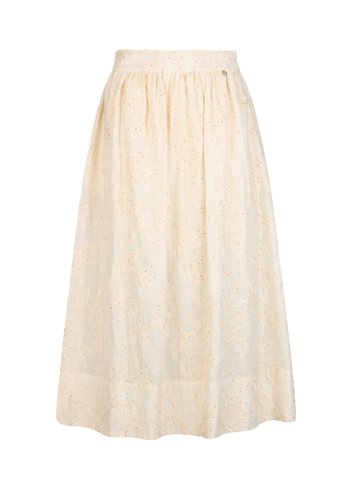 Embroidered Muslin Midi Skirt