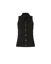 Sleeveless Ribbed Knit Polo Top