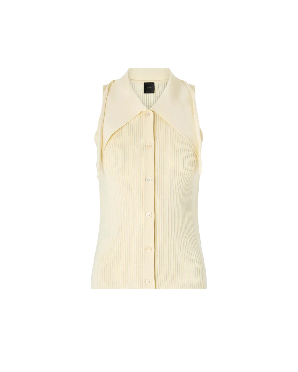 Sleeveless Ribbed Knit Polo Top