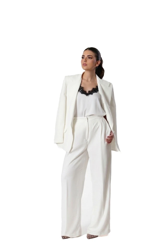 Crepe High-Waist Wide Leg Trousers