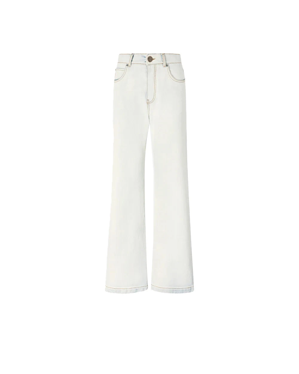 Straight Leg Jeans With Contrasting Fold-Down Waist
