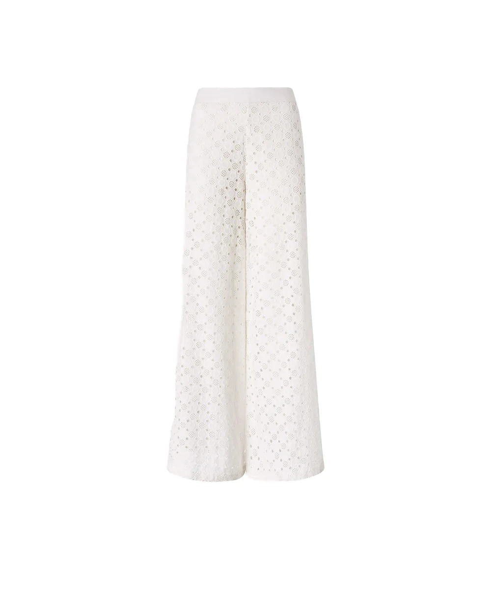 Semi-lined Cotton Trousers With Openwork Motif