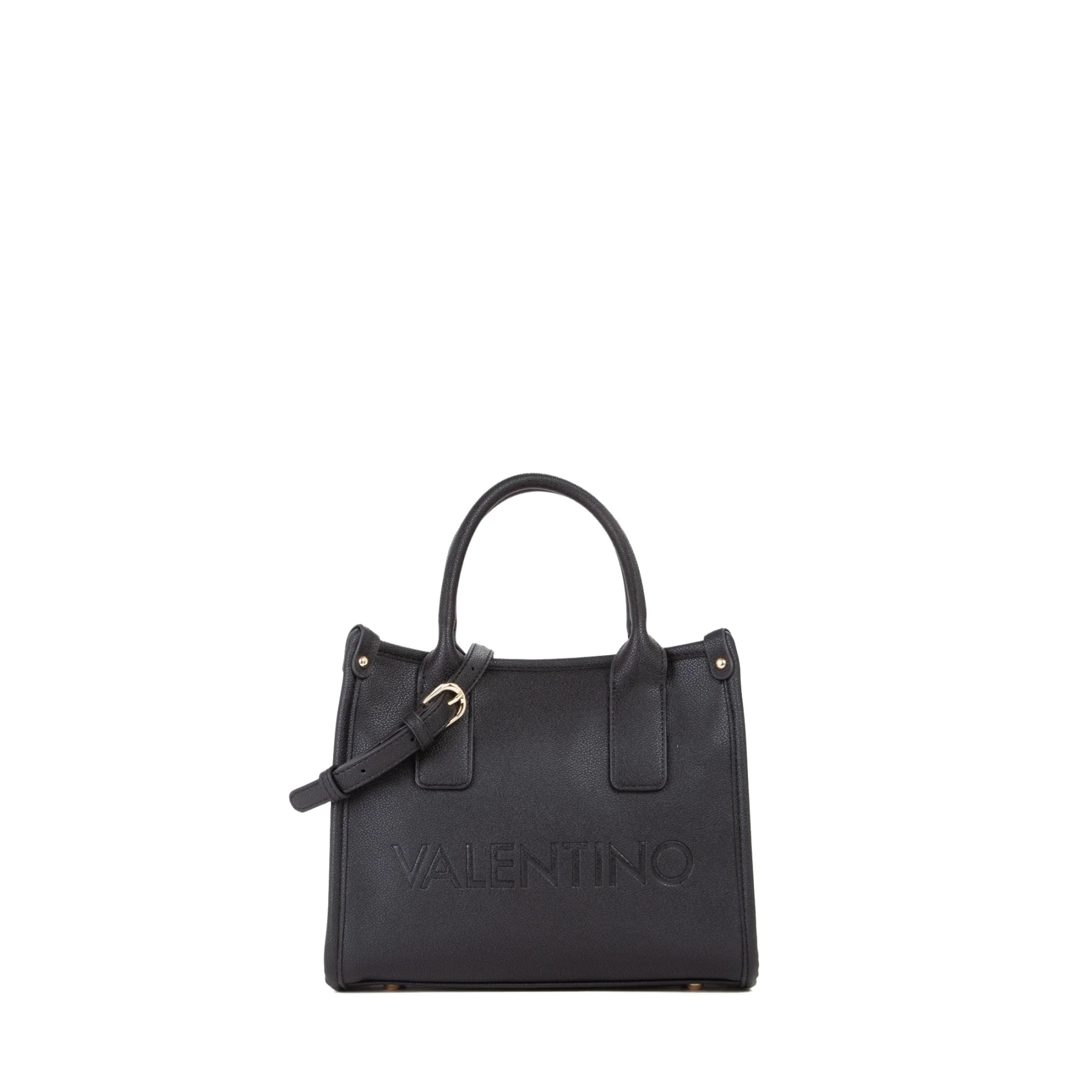 Small Grained Leather Embossed Logo Tote Bag with Top Handles