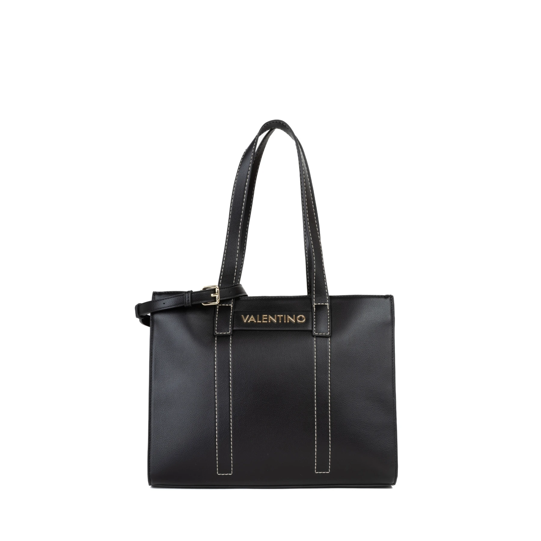 Leather Flap Shoulder Bag with Gold-Tone Chain Details