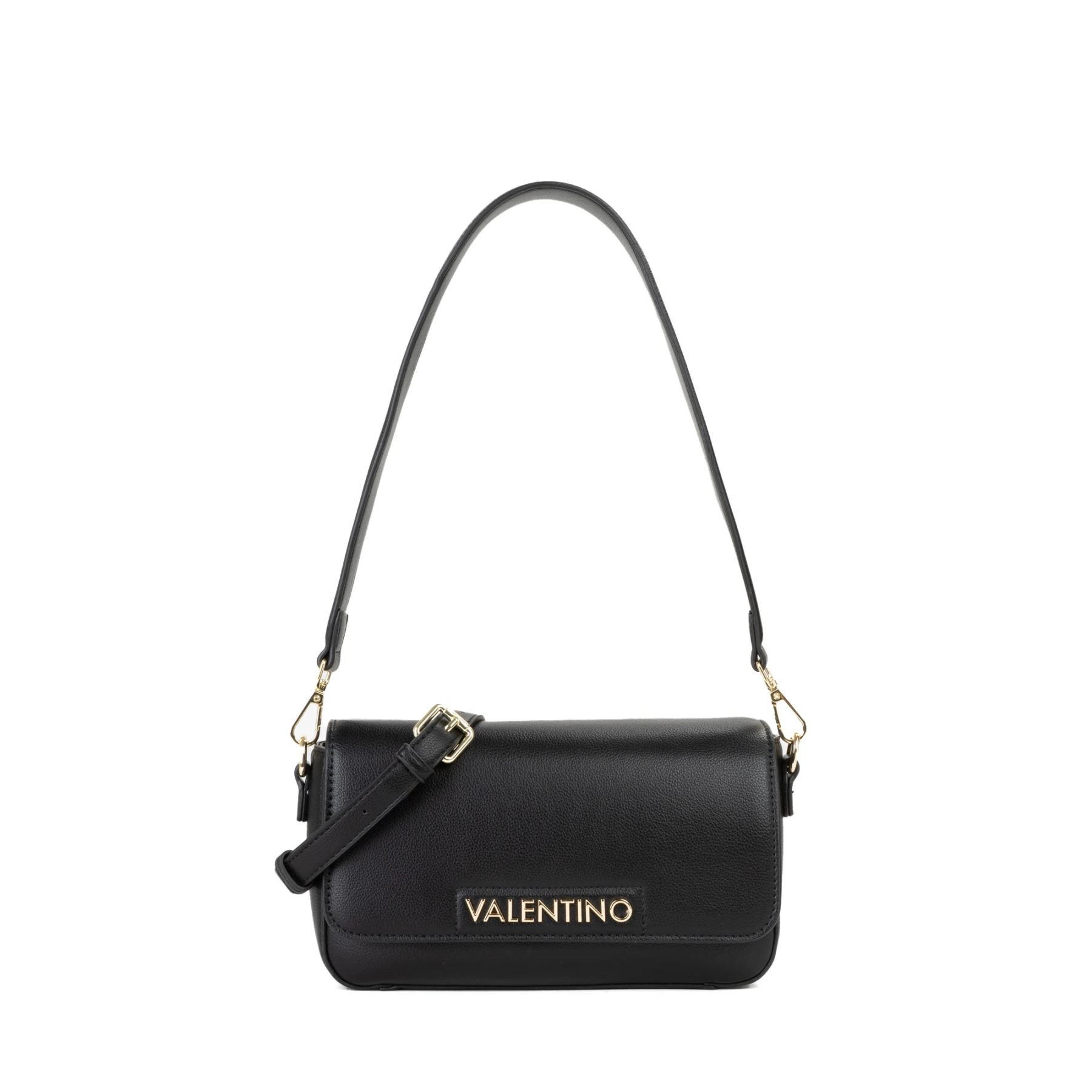 Leather Flap Shoulder Bag with Detachable Logo Crossbody Strap