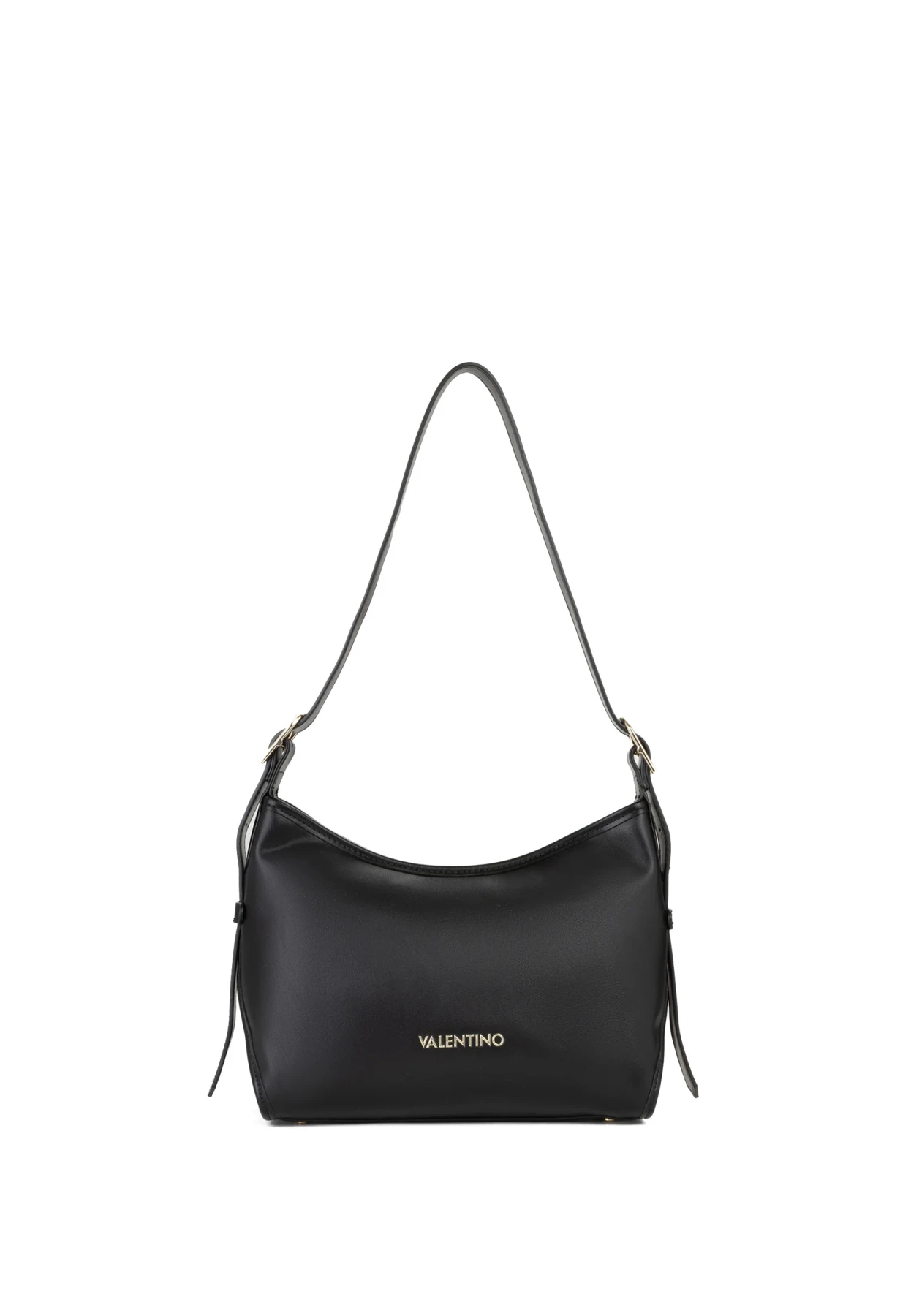 Curved Leather Hobo Shoulder Bag with Adjustable Strap