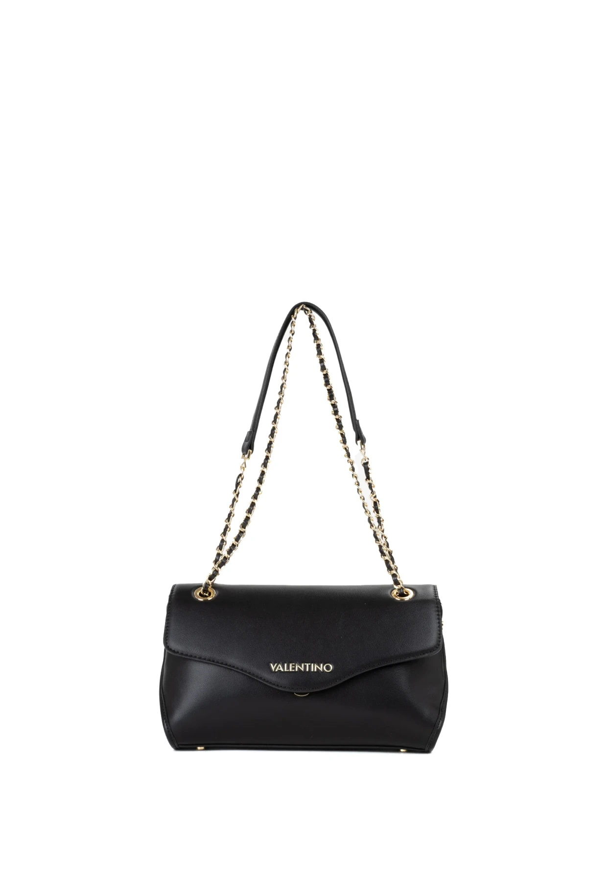 Envelope Flap Shoulder Bag with Interwoven Gold Chain Strap