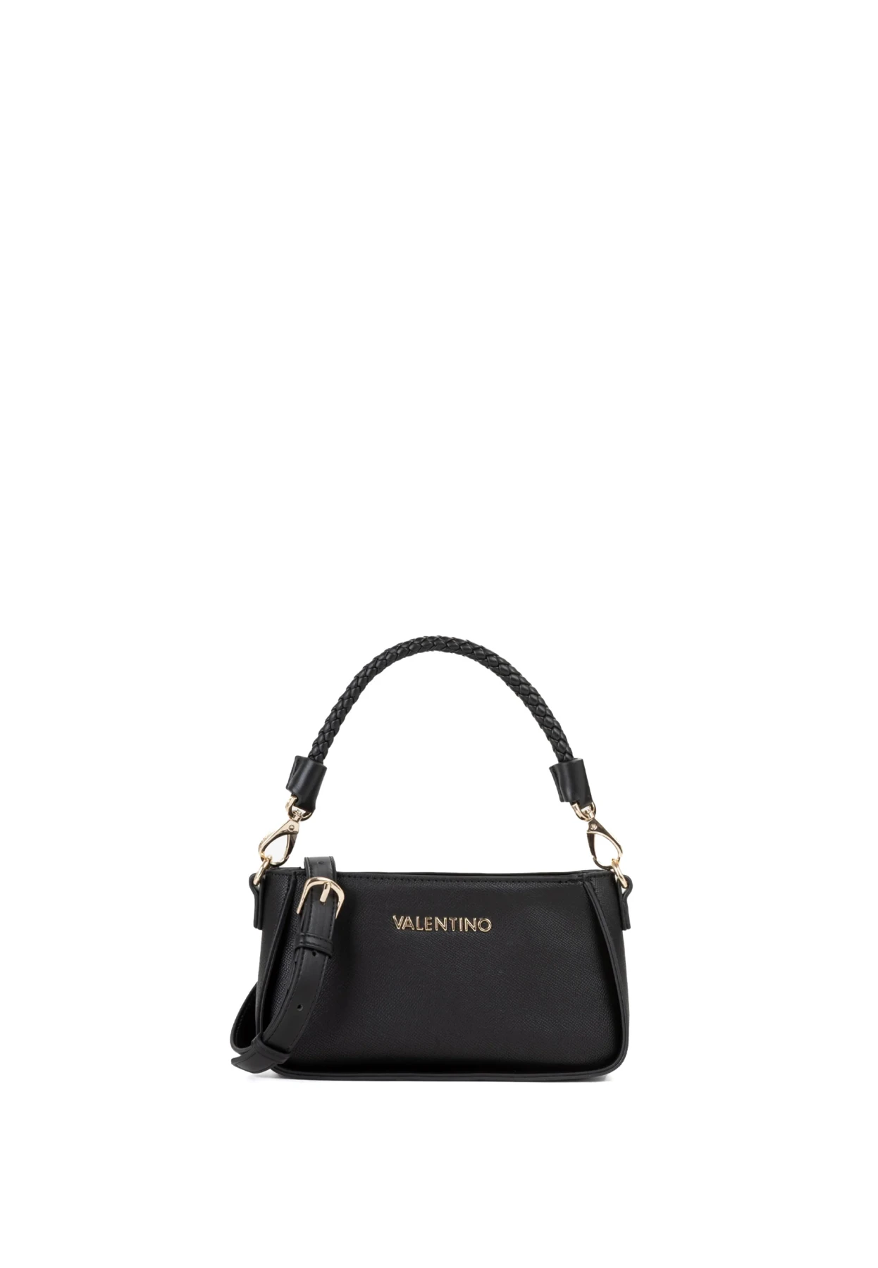 Saffiano Small Baguette Shoulder Bag with Braided Top Handle