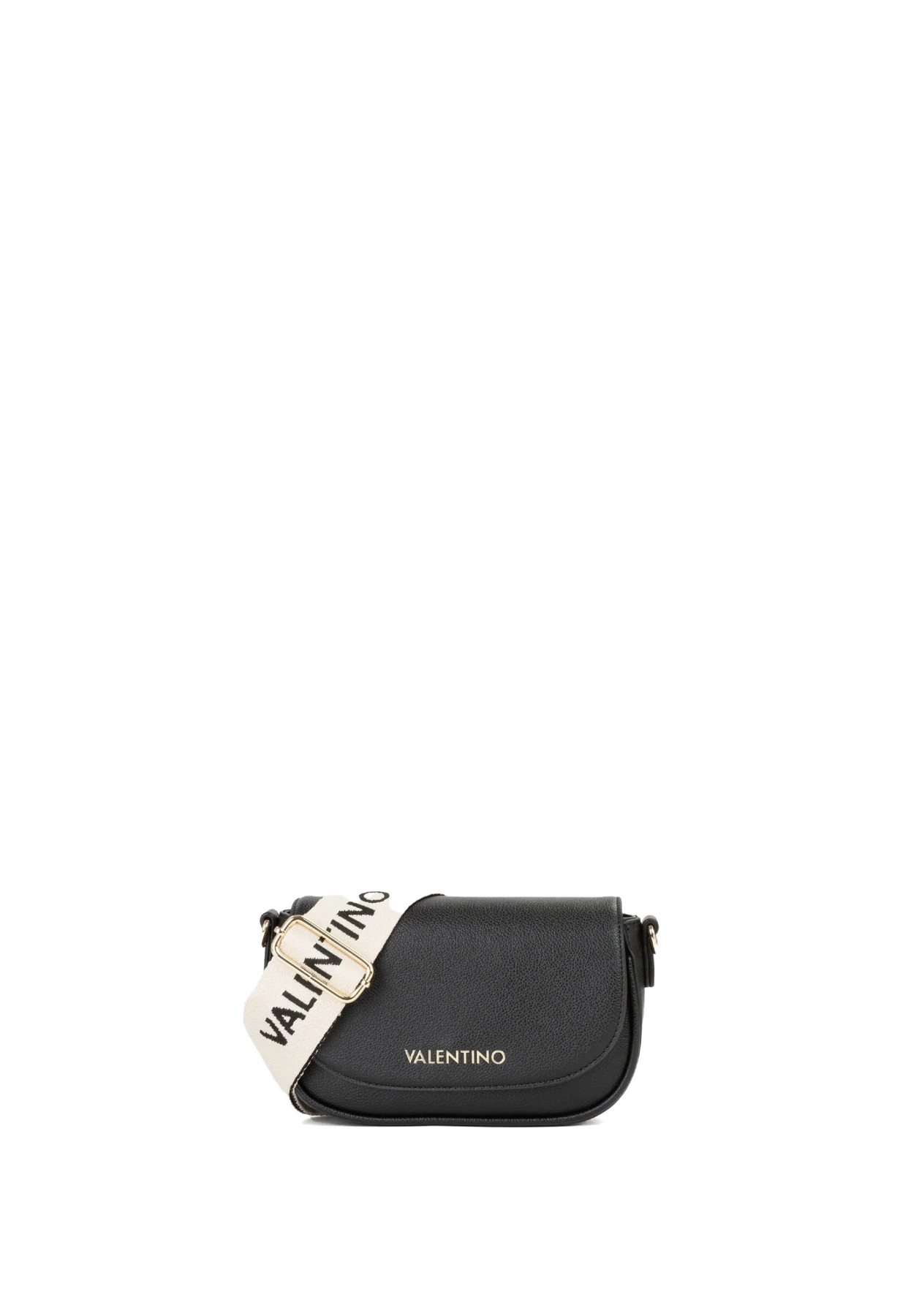 Leather Crossbody Flap Bag with Woven Logo Strap
