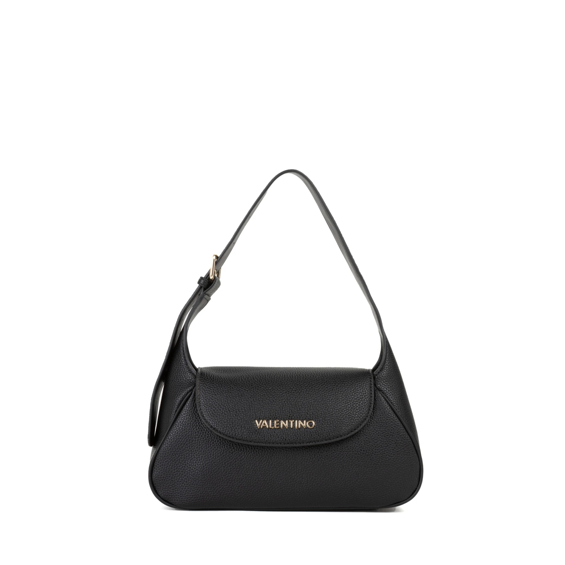Leather Curved Hobo Bag with Gold Hardware