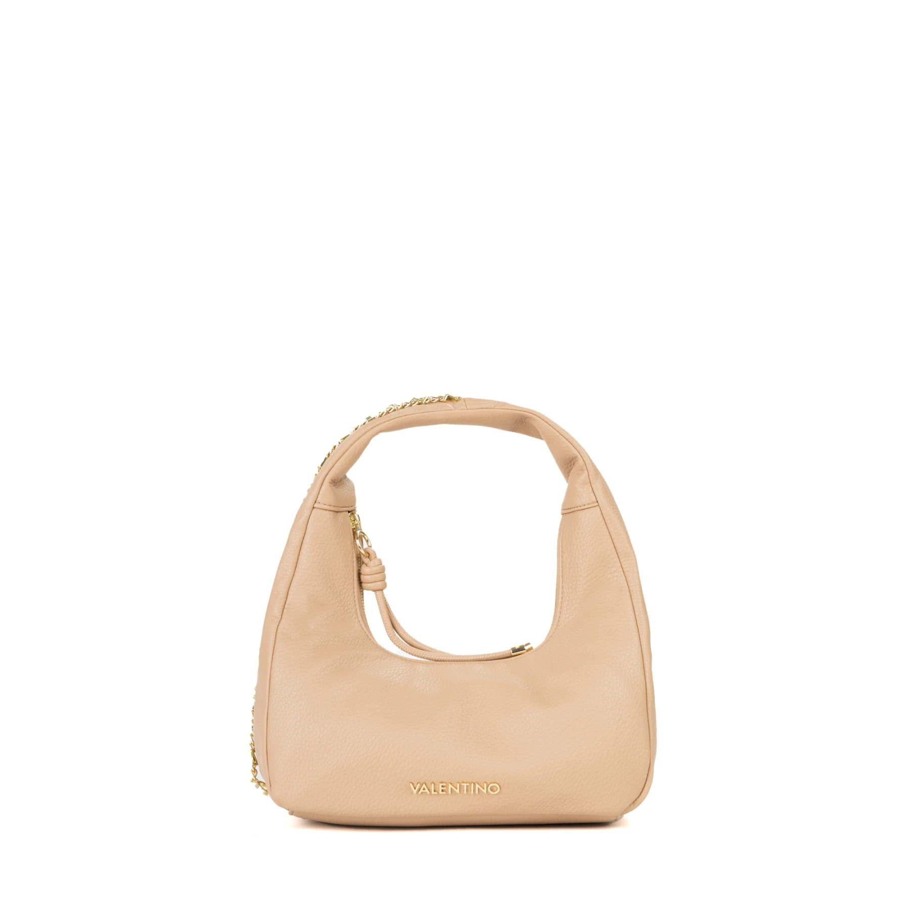 Slouchy Hobo Shoulder Bag with Gold Chain Detail