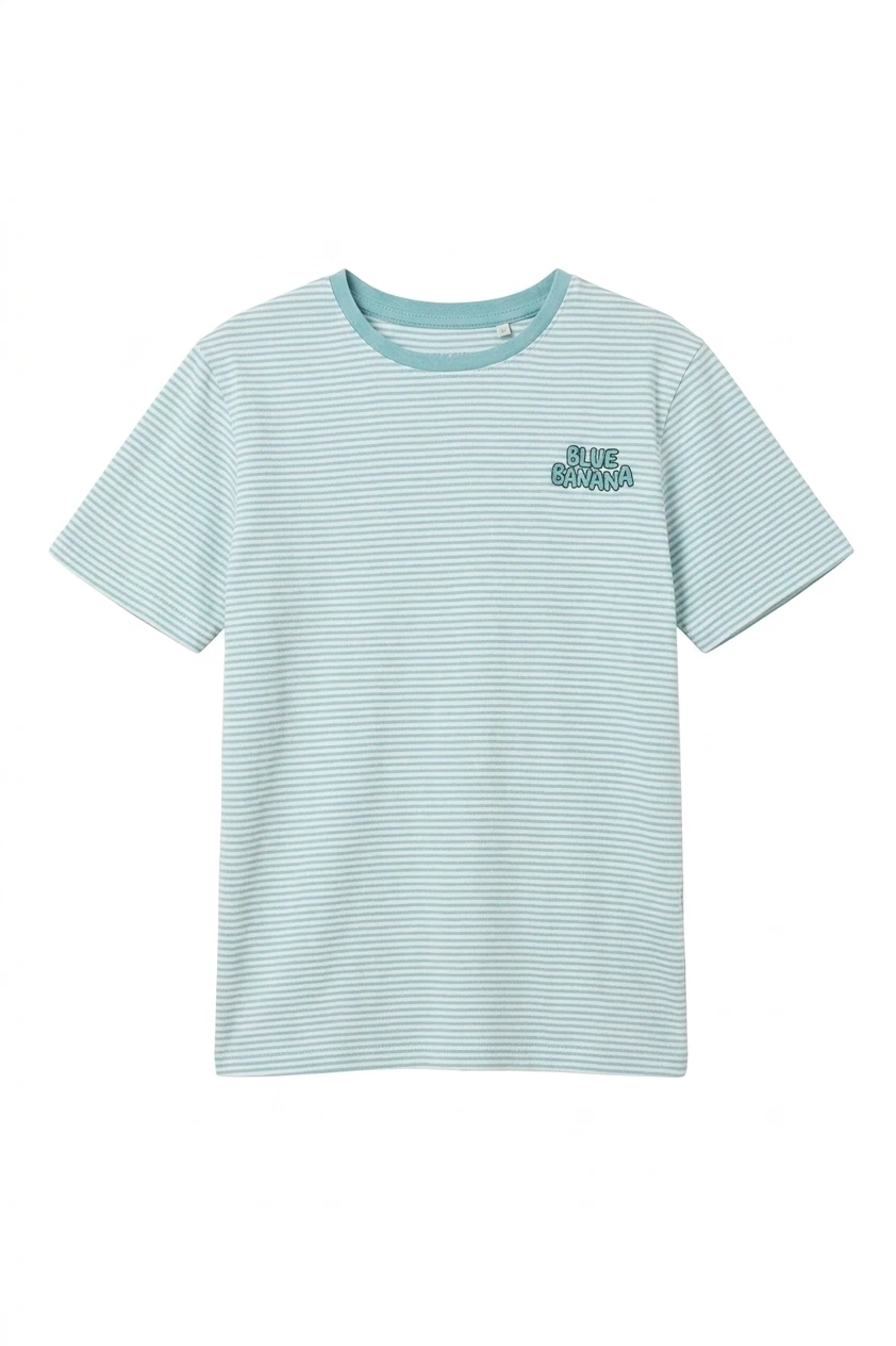 Kids Neutral Striped Crewneck Short Sleeve T-Shirt
