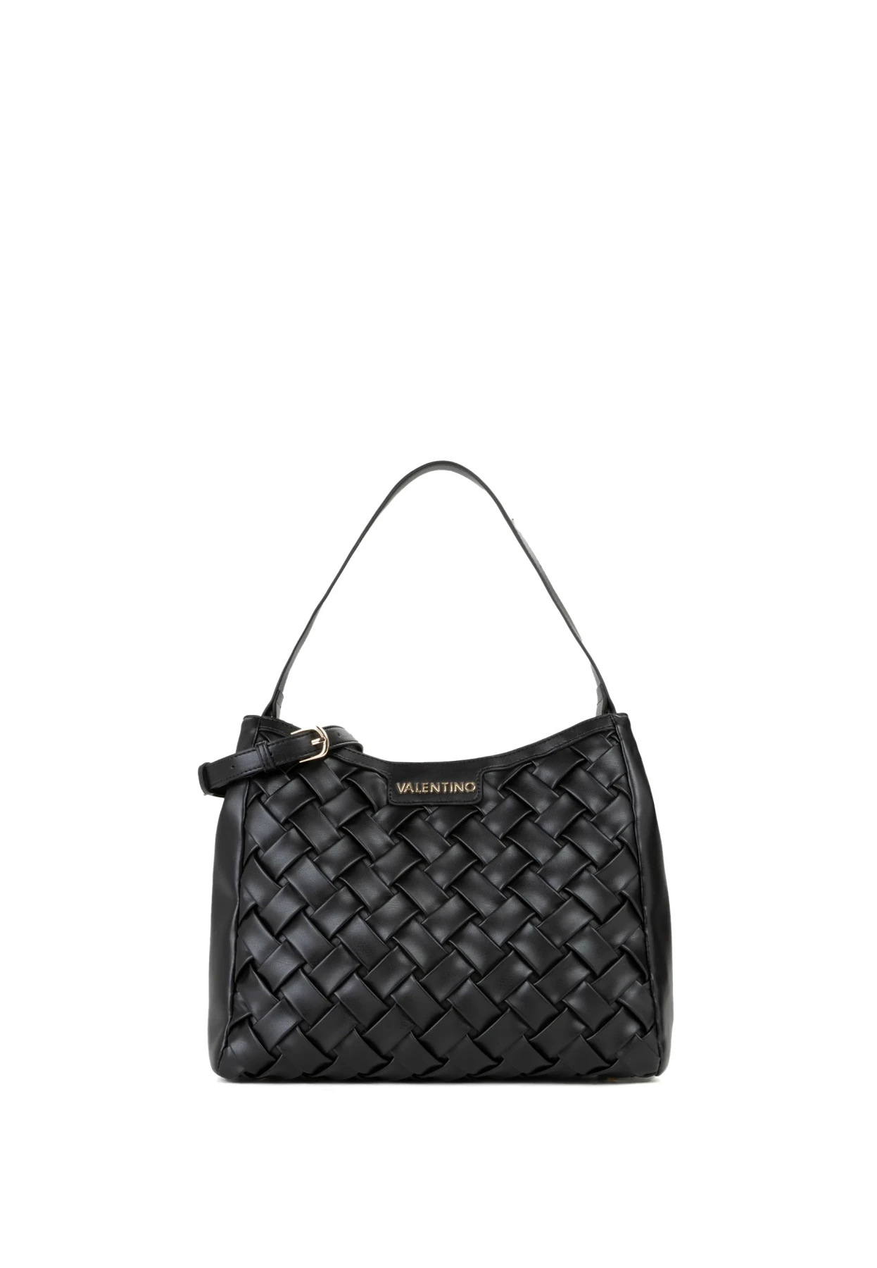 Woven Leather Shoulder Bag with Gold Hardware