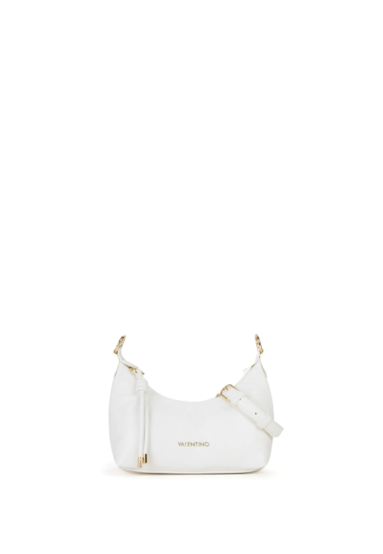 Soft Leather Crescent Shoulder Bag with Knot Detail and Gold Hardware