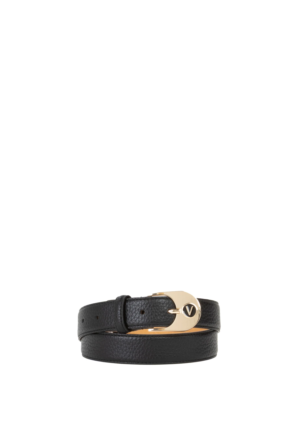 Textured Leather Belt with Enamel V-Logo