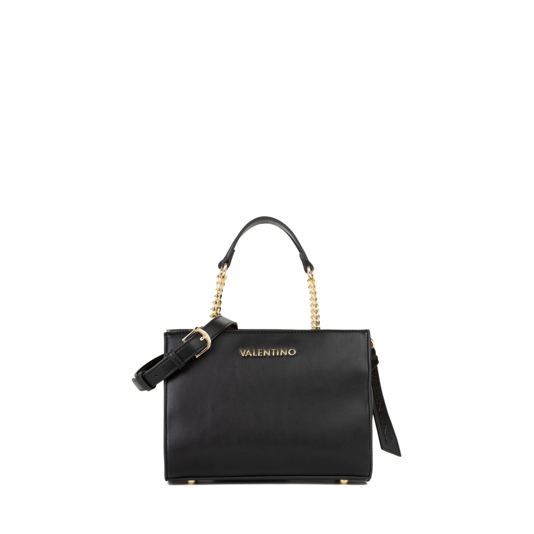 Smooth Top Handle Tote Bag with Gold Chain Details