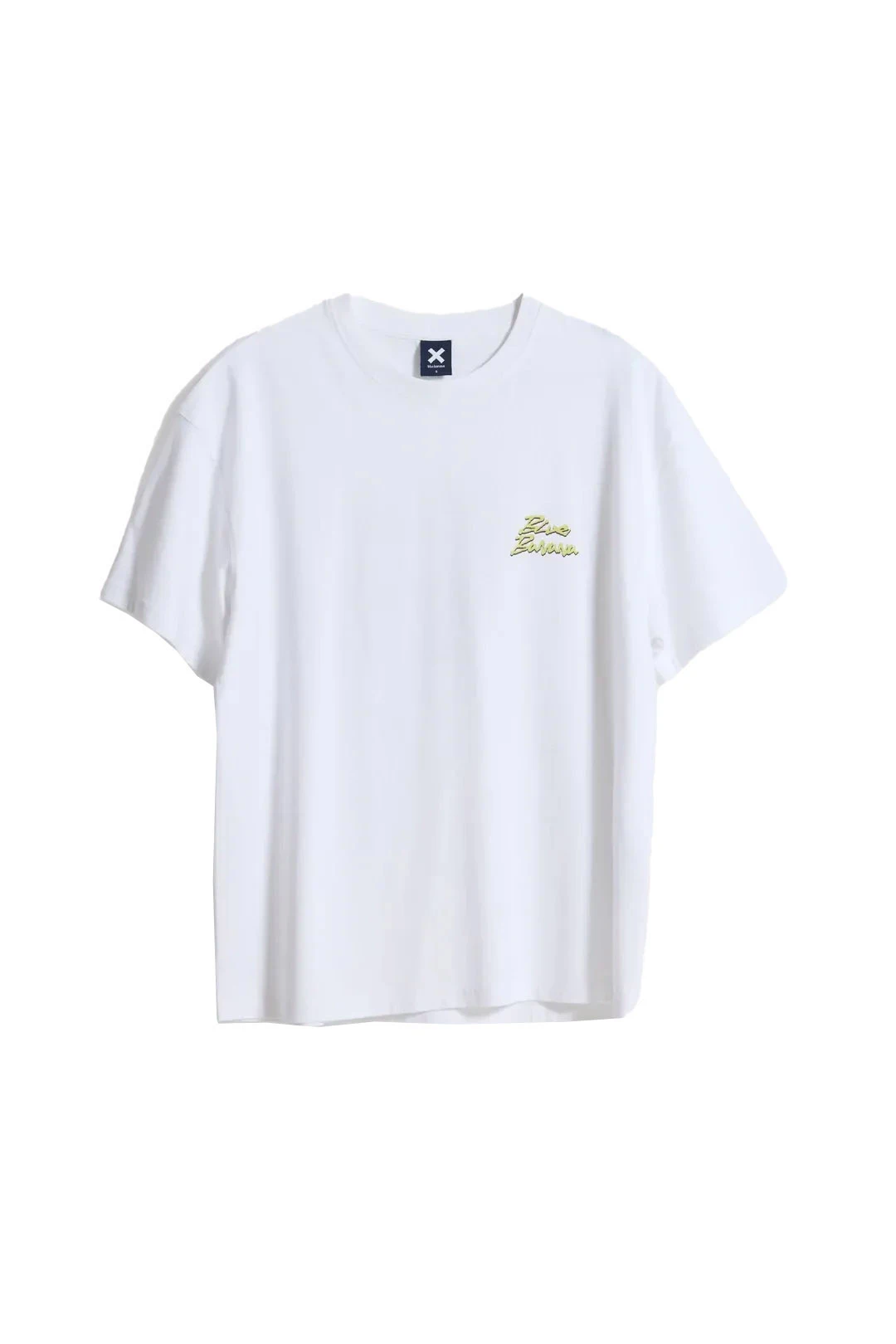 White Movement T-Shirt with Yellow Script Logo Front and Back Print