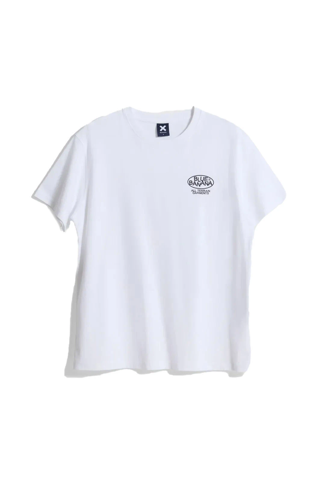 White Short Sleeve T-Shirt with Multi-Logo Sticker Graphic Back Print