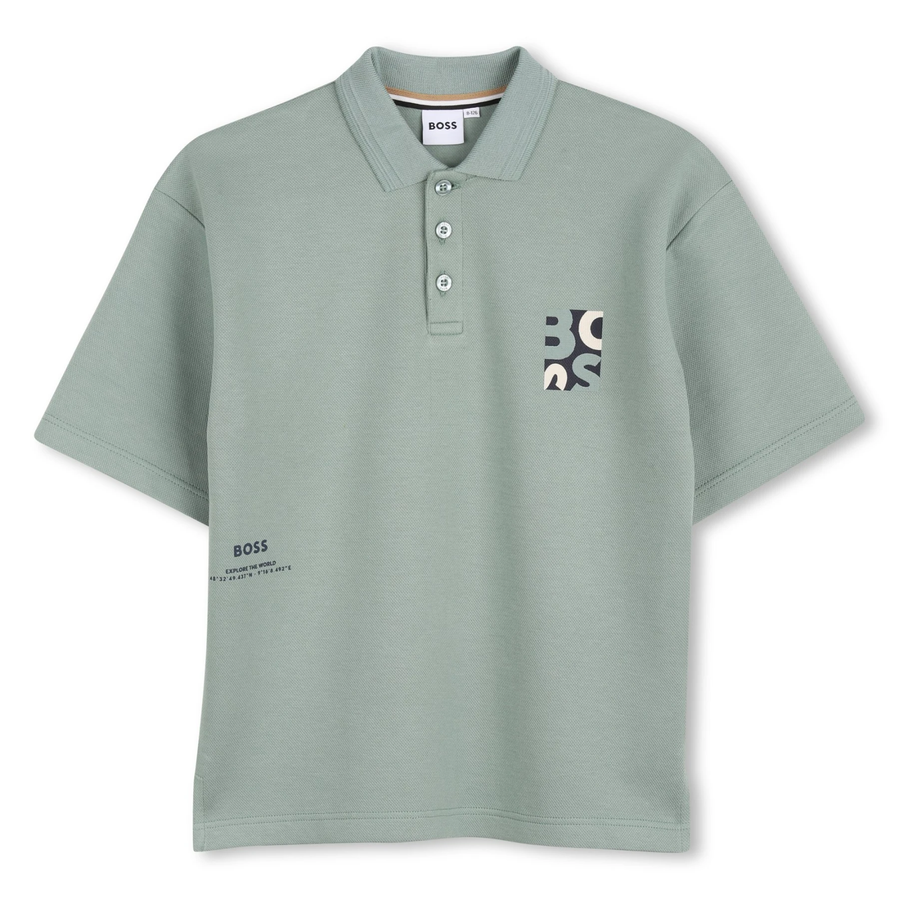 Kids Boys Chest Graphic Logo Cotton Short Sleeve Polo  