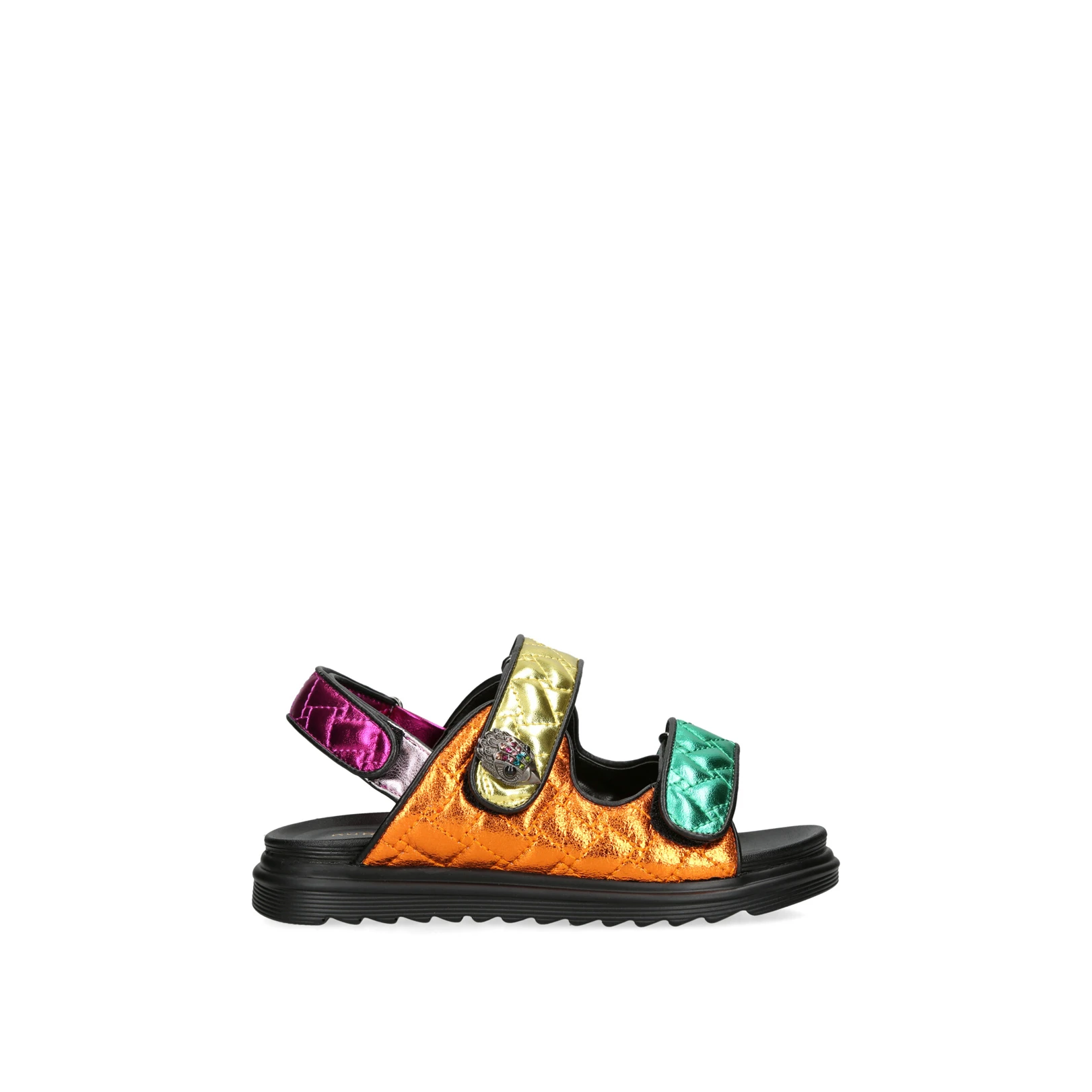 Kids Multi-colour Leather Crinkled Sandals