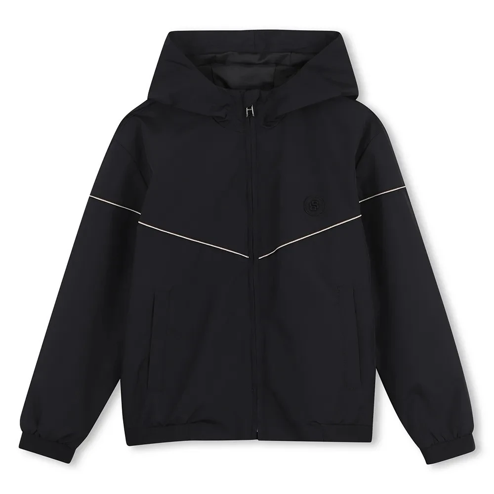 Kids Boys Hooded Panel Fabric Jacket