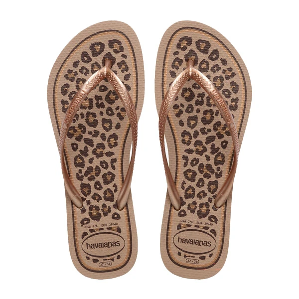 Slim Animal Print Rose Gold Flip-Flops