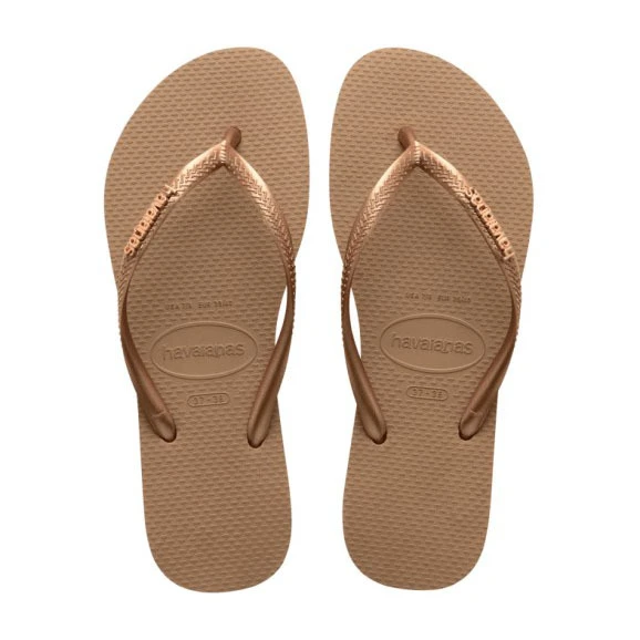 Slim Metal Logo Rose Gold Flip-Flops