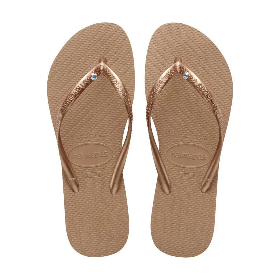 Slim Crystal Rose Gold Flip-Flops