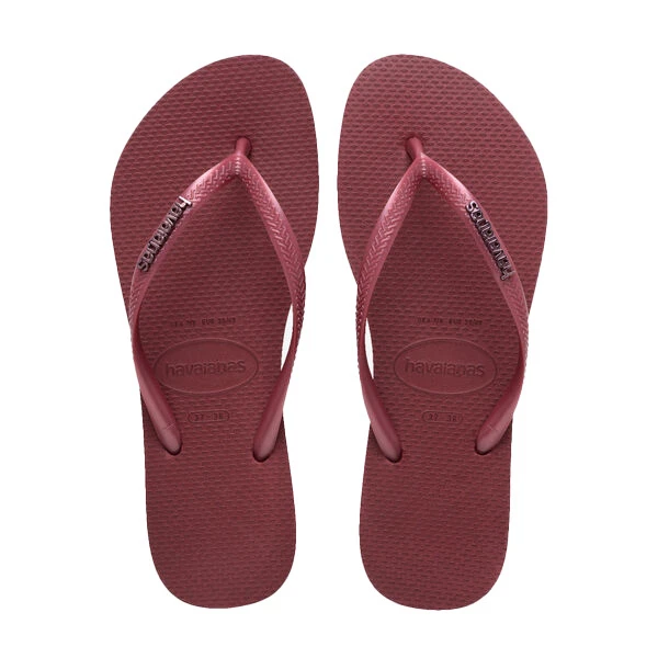 Slim Metal Logo Burgundy Flip-Flops