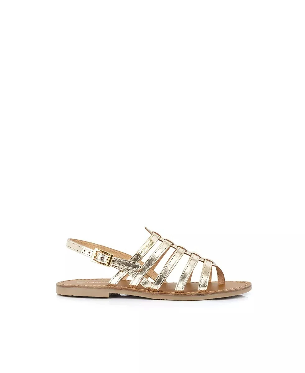 Herilo Gold Gladiator Flat Leather Sandals