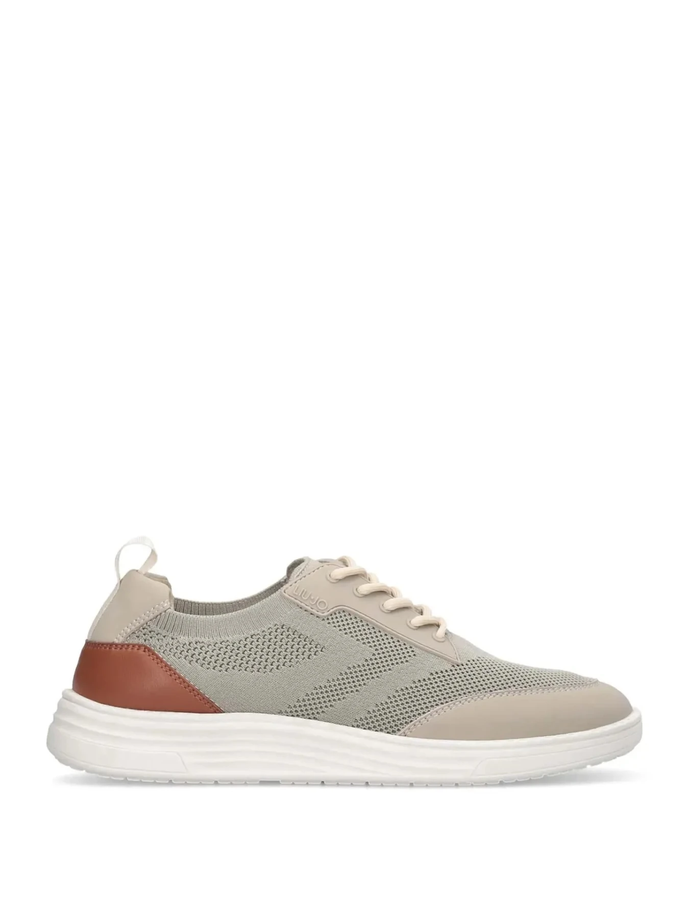 Knit Sneakers with Brown Heel Detail