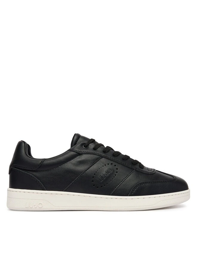 Calf Leather Sneakers with Perforated Logo