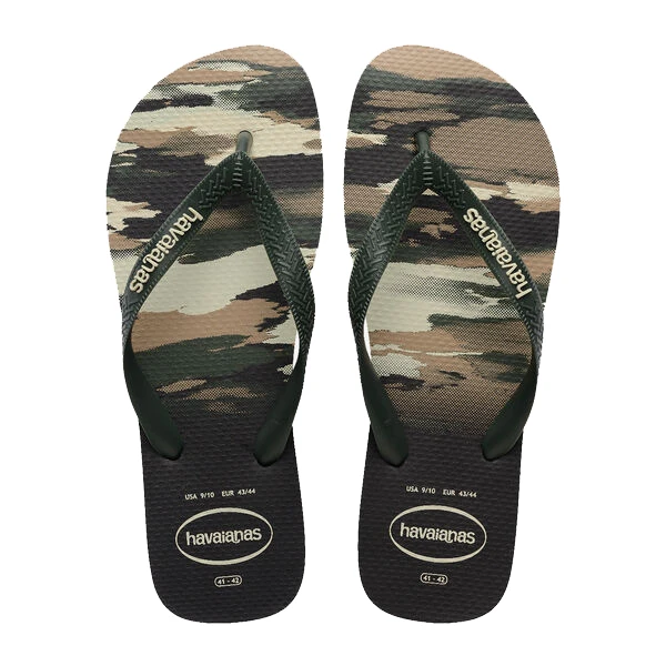 Khaki & Green Camouflage Print Flip-Flops
