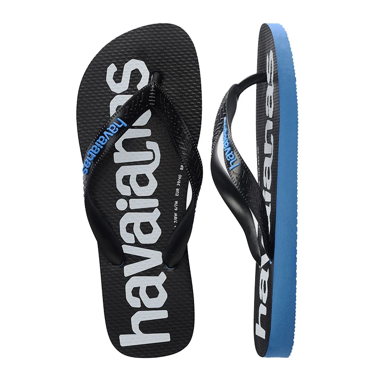 Top Logomania Black & Blue Flip-Flops