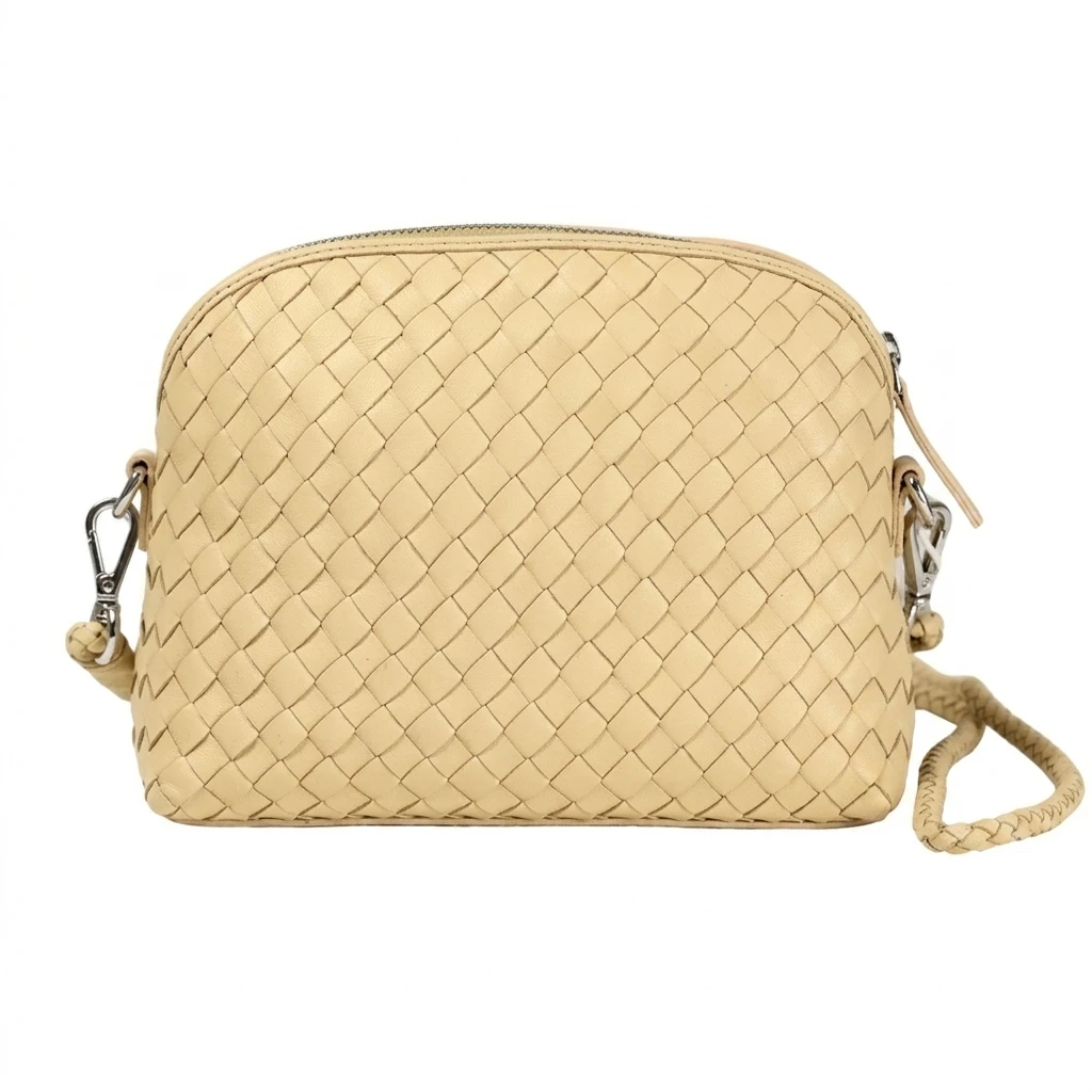 Woven Leather Pochette Crossbody Bag