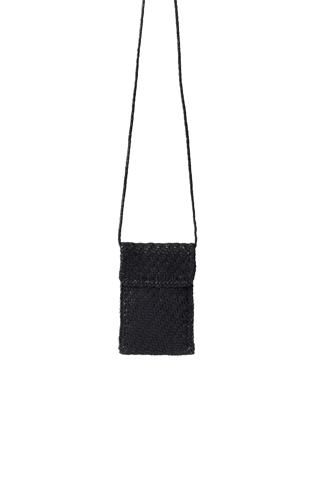 Woven Leather Phone Crossbody Bag