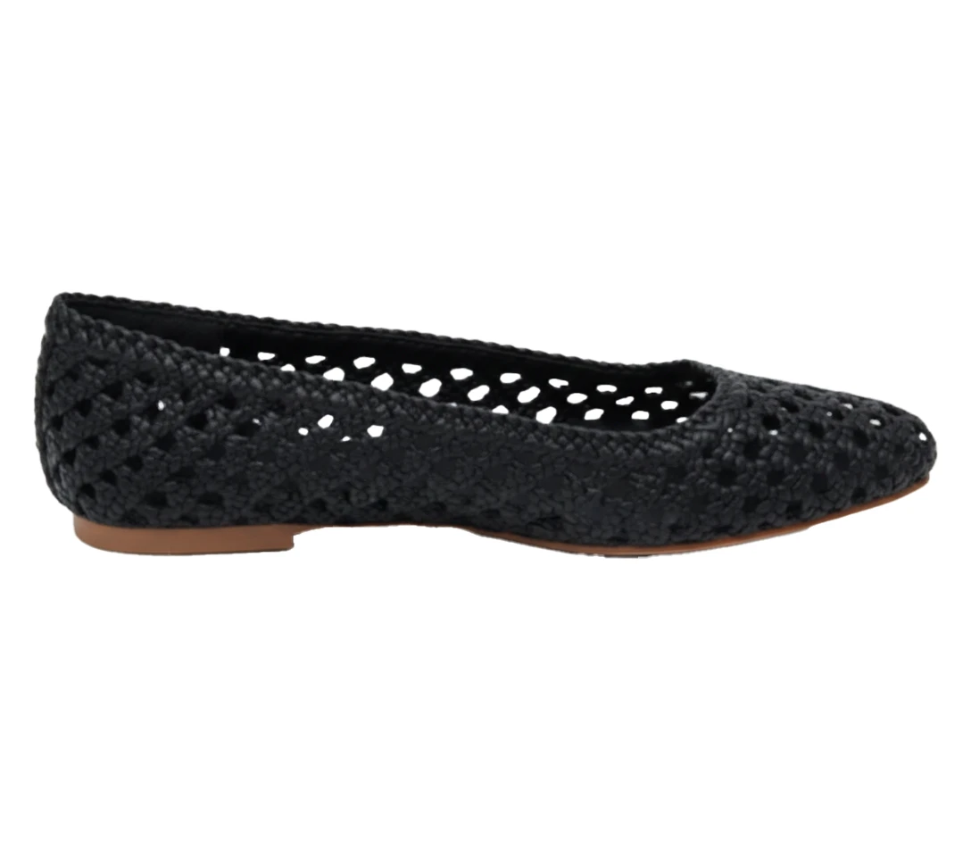 Open Mesh Leather Woven Ballerina