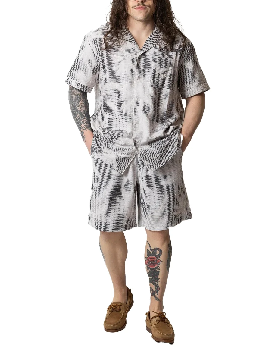 Regular Fit Short Sleeve Shirt with Tropical Print