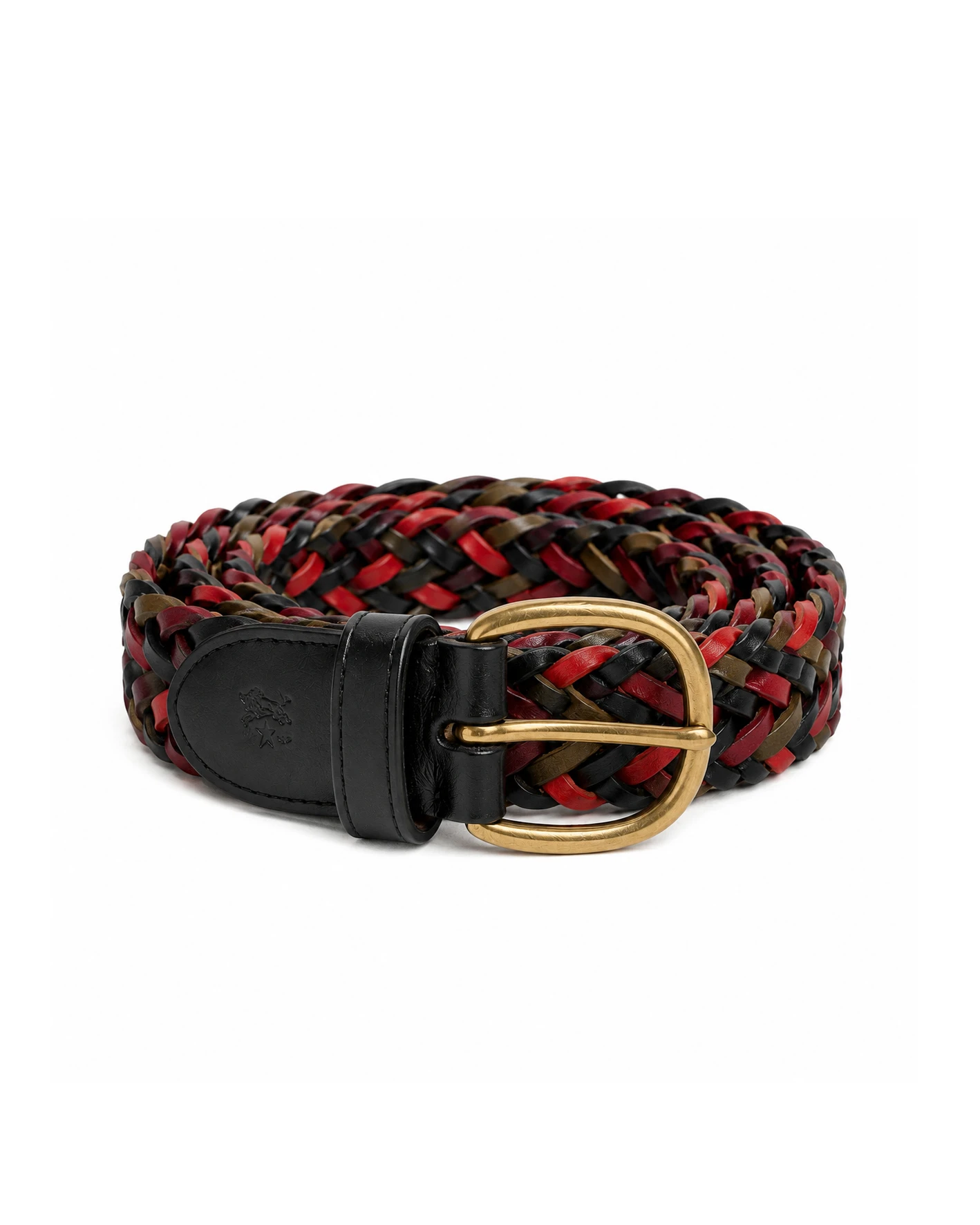 Multicolor Leather Braided Belt