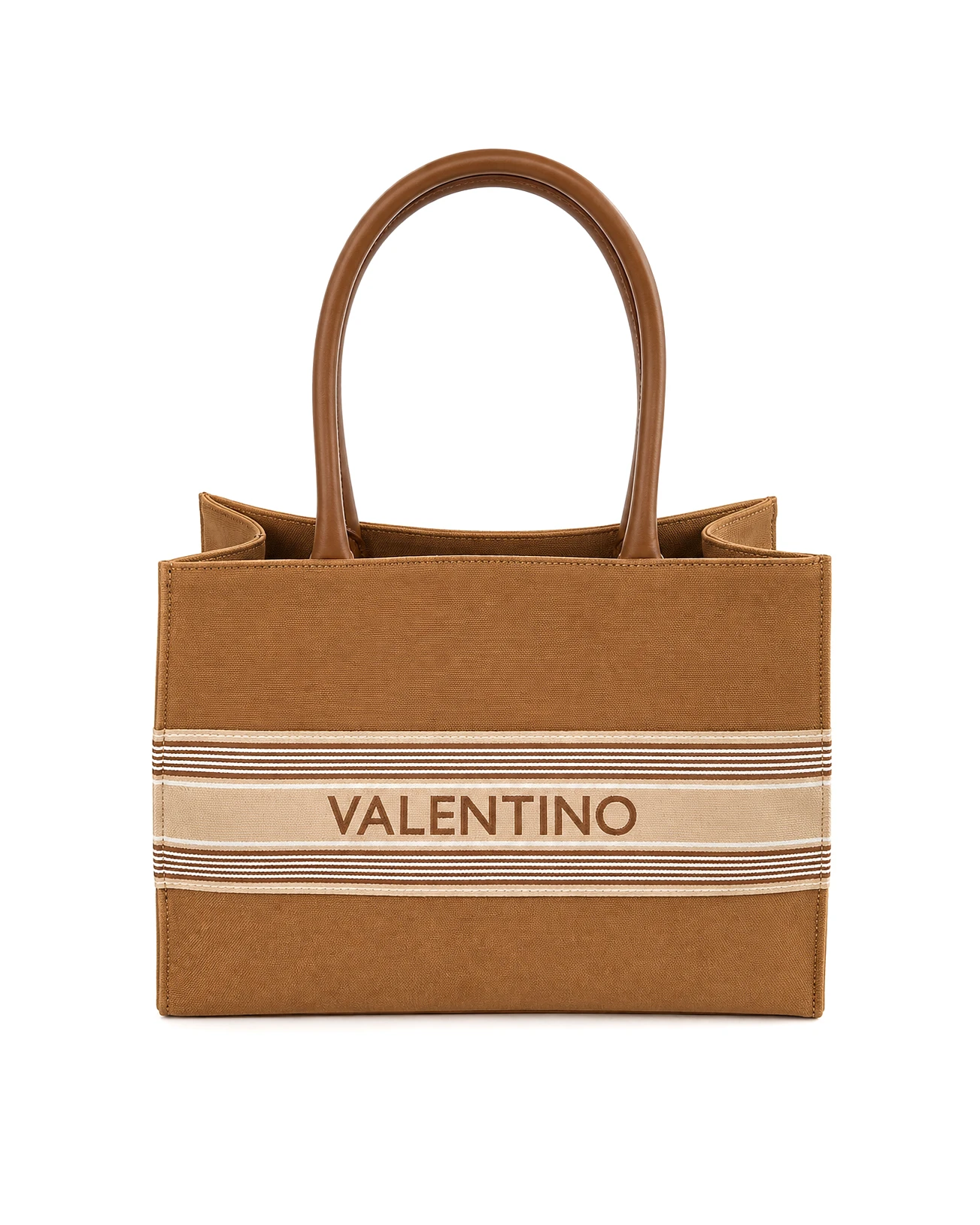 Canvas Striped Logo Tote Bag