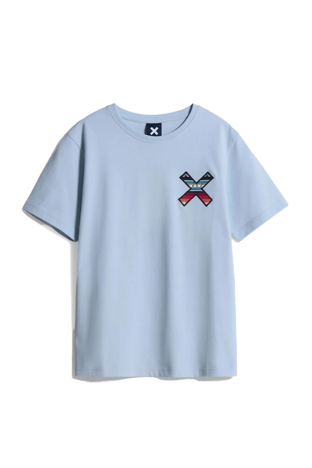 Kids Neutral Ice Blue Classic Embroidered X Short Sleeve T-Shirt