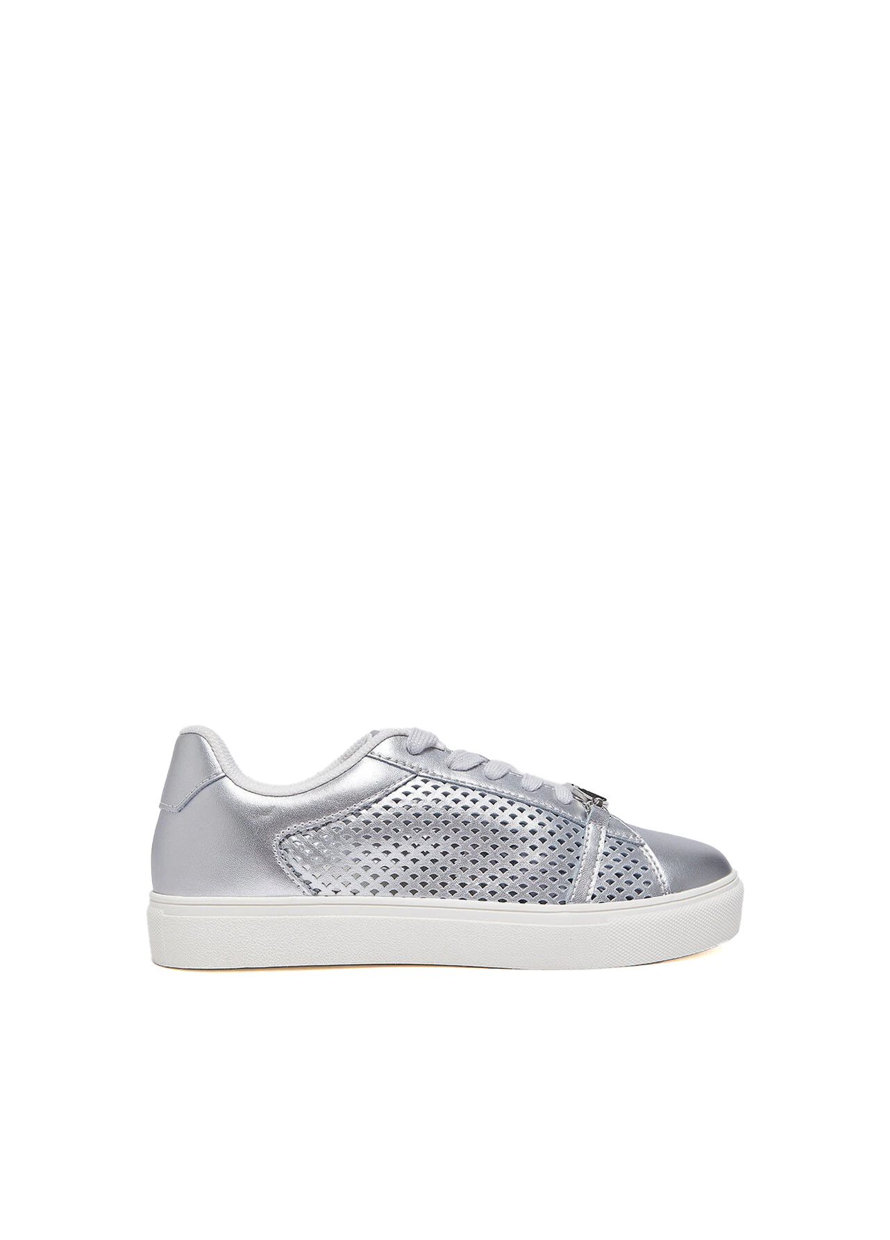 Metallic Perforated Lace-Up Sneakers