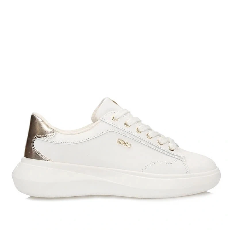 Platform Sneakers with Metallic Gold Heel Detail
