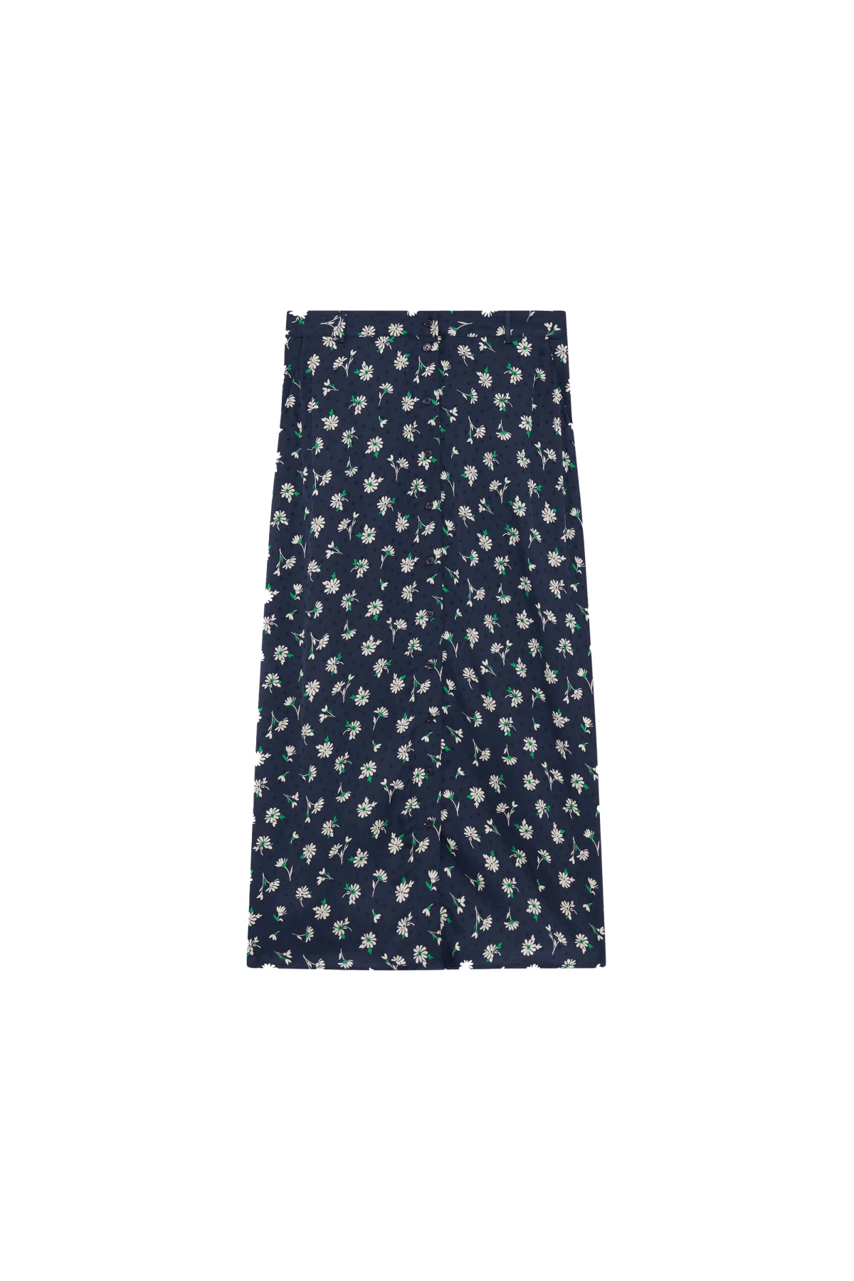 Floral Button-Front Midi Skirt