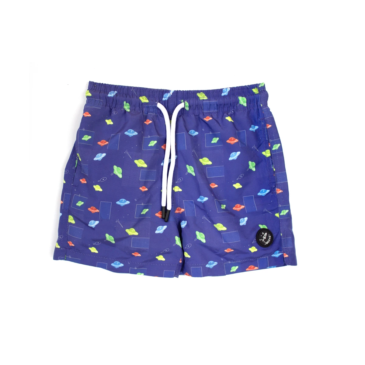 Kids Boys Aqua Blue UFO and Spaceship Print Swim Shorts