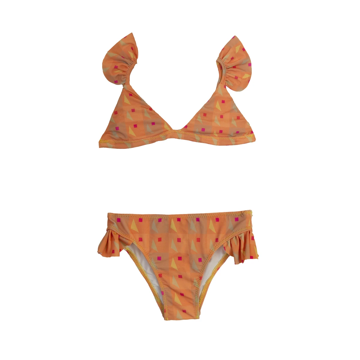 Kids Girls Orange Geometric Print Bikini Swimsuit