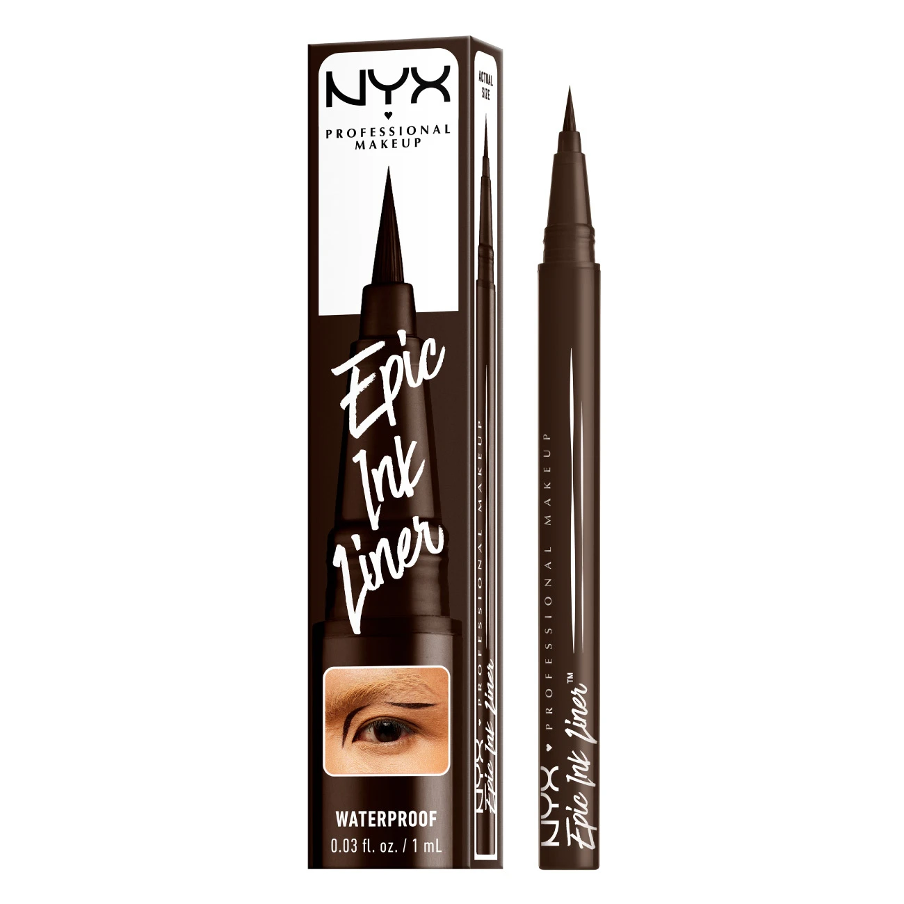 Epic Ink Liner, Waterproof Liquid Eyeliner, Vegan Formula, Intense Pigment - Dark Chocolate