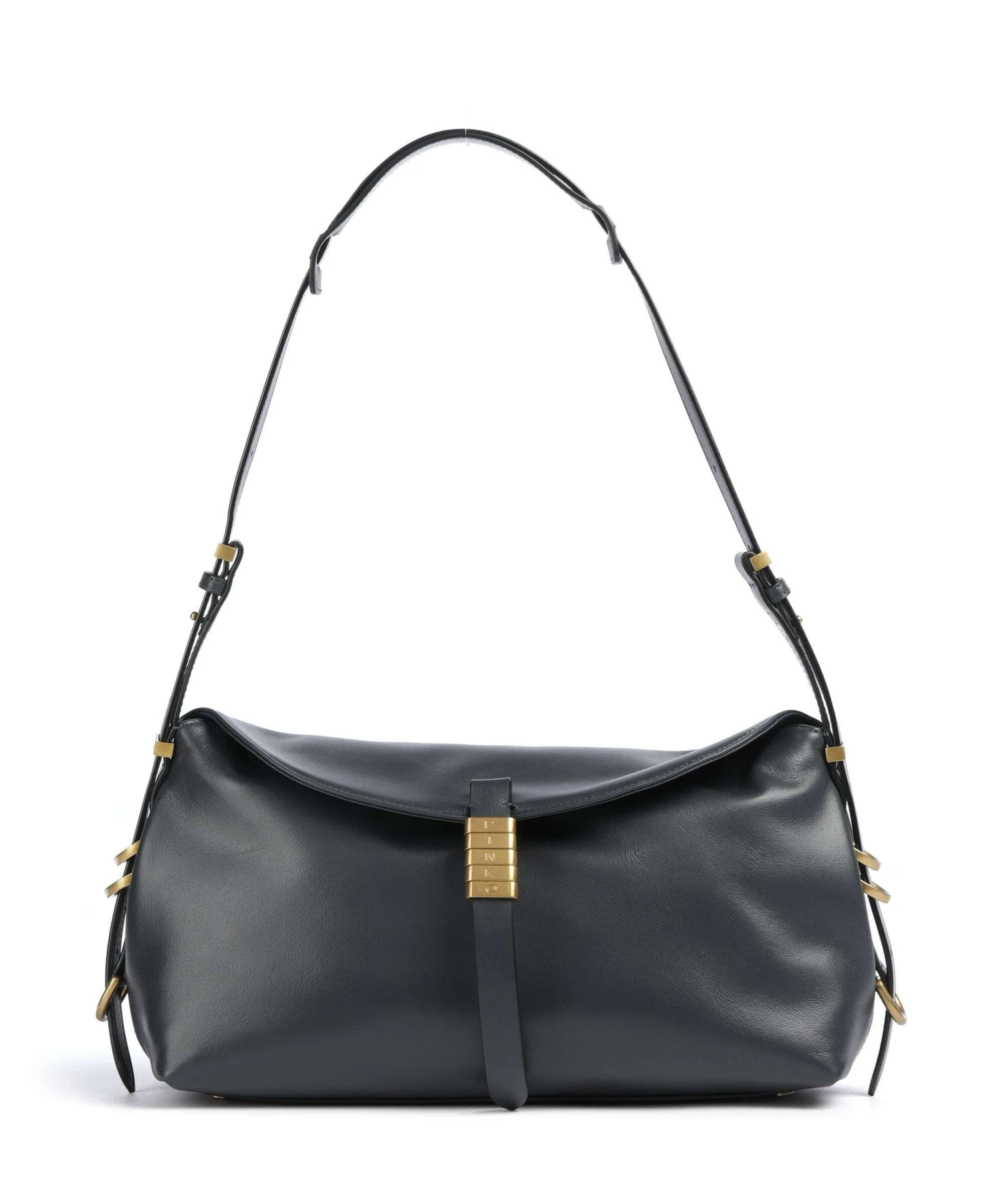 Soft Leather Shoulder Bag with Gold-Tone Hardware