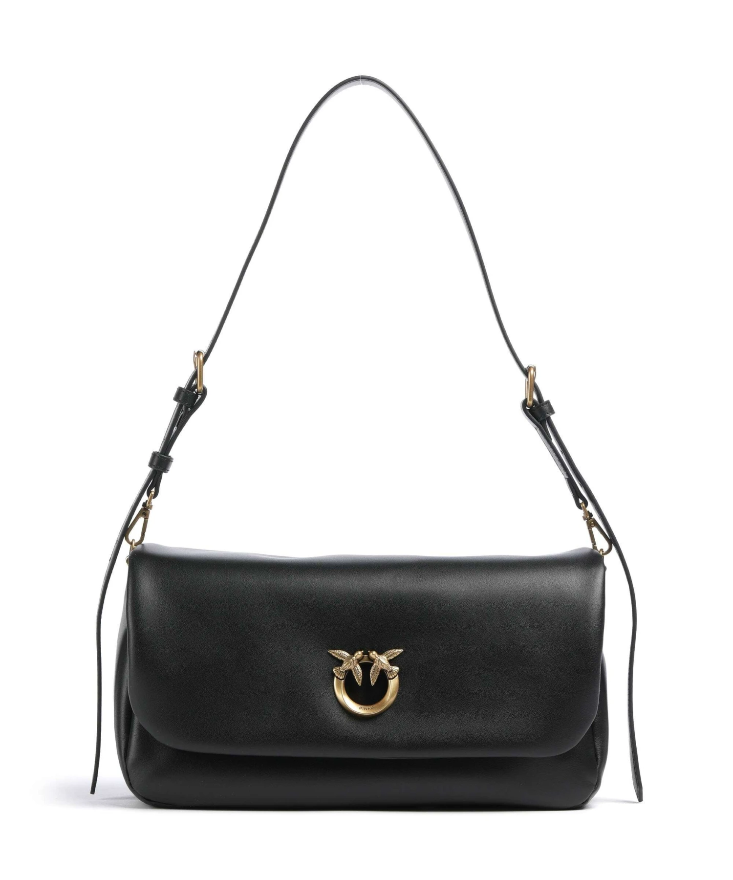 Smooth Leather Shoulder Bag with Iconic Bird Buckle Detail